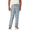 Amazon Essentials Men’s Cotton Stretch Poplin Full-Length Pajama Bottoms(Dusty Blue/Navy Plaid)