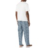 Amazon Essentials Men’s Cotton Stretch Poplin Pant with Cotton Jersey T-Shirt Pajama Set(Blue Palm Leaf/White)