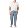 Amazon Essentials Men’s Cotton Stretch Poplin Pant with Cotton Jersey T-Shirt Pajama Set(Blue Palm Leaf/White)