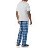 Amazon Essentials Men’s Cotton Stretch Poplin Pant with Cotton Jersey T-Shirt Pajama Set(Grey Heather/Navy Plaid)