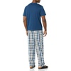 Amazon Essentials Men’s Cotton Stretch Poplin Pant with Cotton Jersey T-Shirt Pajama Set(Indigo/Navy Plaid)