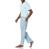 Amazon Essentials Men’s Cotton Stretch Poplin Pant with Cotton Jersey T-Shirt Pajama Set(Light Blue Geo Print)