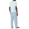 Amazon Essentials Men’s Cotton Stretch Poplin Pant with Cotton Jersey T-Shirt Pajama Set(Light Blue Geo Print)