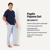 Amazon Essentials Men’s Cotton Stretch Poplin Pant with Cotton Jersey T-Shirt Pajama Set(Navy/Thin Stripe)