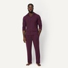 Amazon Essentials Men’s Cotton-Modal Pajama Set, Long Sleeve Button-Down Top with Pants(Dark Burgundy)