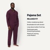 Amazon Essentials Men’s Cotton-Modal Pajama Set, Long Sleeve Button-Down Top with Pants(Dark Burgundy)