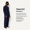 Amazon Essentials Men’s Cotton-Modal Pajama Set, Long Sleeve Button-Down Top with Pants(Navy)
