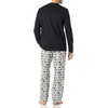 Amazon Essentials Men’s Flannel Pant and Long-Sleeve T-Shirt Pajama Set(Black/Penguin)