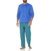 Amazon Essentials Men’s Flannel Pant and Long-Sleeve T-Shirt Pajama Set(Blue Green Stripe)