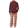 Amazon Essentials Men’s Flannel Pant and Long-Sleeve T-Shirt Pajama Set(Burgundy Plaid)