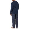 Amazon Essentials Men’s Flannel Pant and Long-Sleeve T-Shirt Pajama Set(Navy Paisley)