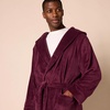 Amazon Essentials Men’s Mid-Length Plush Bathrobe(Dark Burgundy)