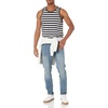 Amazon Essentials Men’s Regular-Fit Sleeveless Tank Tops(Black White Horizontal Stripe)