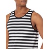 Amazon Essentials Men’s Regular-Fit Sleeveless Tank Tops(Black White Horizontal Stripe)