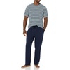 Amazon Essentials Men’s Super Soft Modal Cotton Pajama Set, T-Shirt and Full-Length Bottoms Loungewear(Black Navy Mix Stripe)