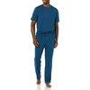 Amazon Essentials Men’s Super Soft Modal Cotton Pajama Set, T-Shirt and Full-Length Bottoms Loungewear(Dark Blue)