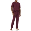 Amazon Essentials Men’s Super Soft Modal Cotton Pajama Set, T-Shirt and Full-Length Bottoms Loungewear(Dark Burgundy)
