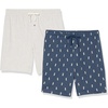 Amazon Essentials Men’s 7″ Cotton Knit Pajama Shorts, Loungewear, Pack of 2(Grey Heather/Indigo Pineapple)