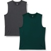 Amazon Essentials Men’s Active Quick Dry Moisture-Wicking Tech Stretch Lightweight Sleeveless Muscle Shirt(Dark Green / Heather Graphite)