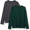 Amazon Essentials Men’s Active Quick Dry Tech Stretch Lightweight Long-Sleeve T-Shirt (Available in Big&Tall)(Dark Green / Heather Graphite)