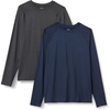 Amazon Essentials Men’s Active Quick Dry Tech Stretch Lightweight Long-Sleeve T-Shirt (Available in Big&Tall)(Navy / Heather Graphite)