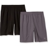 Amazon Essentials Men’s Athletic Basketball Gym Shorts, Breathable Moisture Wicking, Loose-Fit Performance Tech, Pack of 2(Black/Dark Grey)