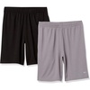 Amazon Essentials Men’s Athletic Basketball Gym Shorts, Breathable Moisture Wicking, Loose-Fit Performance Tech, Pack of 2(Black/Grey)