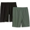 Amazon Essentials Men’s Athletic Basketball Gym Shorts, Breathable Moisture Wicking, Loose-Fit Performance Tech, Pack of 2(Black/Olive)