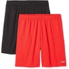 Amazon Essentials Men’s Athletic Basketball Gym Shorts, Breathable Moisture Wicking, Loose-Fit Performance Tech, Pack of 2(Black/Red)