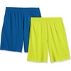 Amazon Essentials Men’s Athletic Basketball Gym Shorts, Breathable Moisture Wicking, Loose-Fit Performance Tech, Pack of 2(Blue/Neon Lime Green)