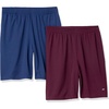 Amazon Essentials Men’s Athletic Basketball Gym Shorts, Breathable Moisture Wicking, Loose-Fit Performance Tech, Pack of 2(Burgundy/Navy)