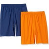 Amazon Essentials Men’s Athletic Basketball Gym Shorts, Breathable Moisture Wicking, Loose-Fit Performance Tech, Pack of 2(Navy/Tomato Red)
