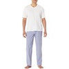 Amazon Essentials Men’s Cotton Stretch Poplin Pant with Cotton Jersey T-Shirt Pajama Set(Check/Ivory)