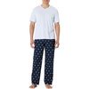 Amazon Essentials Men’s Cotton Stretch Poplin Pant with Cotton Jersey T-Shirt Pajama Set(Ducks/Light Blue)
