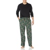 Amazon Essentials Men’s Flannel Pant and Long-Sleeve T-Shirt Pajama Set(Black Folkloric)