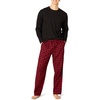 Amazon Essentials Men’s Flannel Pant and Long-Sleeve T-Shirt Pajama Set(Black and Classic Buffalo Check)