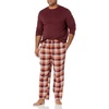 Amazon Essentials Men’s Flannel Pant and Long-Sleeve T-Shirt Pajama Set(Burgundy Plaid)