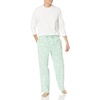 Amazon Essentials Men’s Flannel Pant and Long-Sleeve T-Shirt Pajama Set(Mint Green Forest Animals)