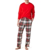 Amazon Essentials Men’s Flannel Pant and Long-Sleeve T-Shirt Pajama Set(Red Tartan Plaid)
