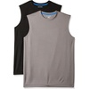 Amazon Essentials Men’s Gym Tank Tops, Moisture-Wicking Dry Fit Breathable Muscle Shirts(Black/Grey)