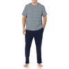 Amazon Essentials Men’s Super Soft Modal Cotton Pajama Set, T-Shirt and Full-Length Bottoms Loungewear(Black Navy Mix Stripe)