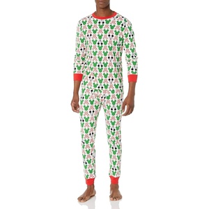 Amazon Essentials Disney | Marvel | Star Wars Men’s Snug-Fit Cotton Pajama Sleep Sets(2-piece Mickey Holiday)