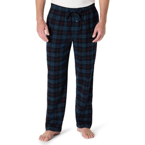 Amazon Essentials Men’s 100% Cotton Flannel Sleep Pant, Relaxed Fit Lounge Pants with Elastic Waist and Drawstring(Black Blue Plaid)