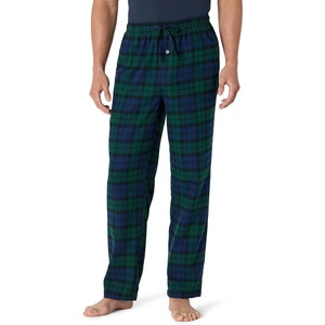 Amazon Essentials Men’s 100% Cotton Flannel Sleep Pant, Relaxed Fit Lounge Pants with Elastic Waist and Drawstring(Black Green Buffalo Plaid)