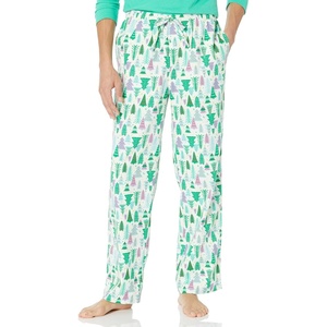 Amazon Essentials Men’s 100% Cotton Flannel Sleep Pant, Relaxed Fit Lounge Pants with Elastic Waist and Drawstring(Ecru Festive Tree)