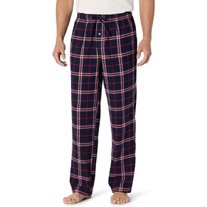 Amazon Essentials Men’s 100% Cotton Flannel Sleep Pant, Relaxed Fit Lounge Pants with Elastic Waist and Drawstring(Navy Red Plaid)