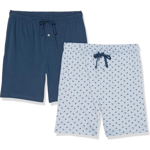 Amazon Essentials Men’s 7″ Cotton Knit Pajama Shorts, Loungewear, Pack of 2(Blue/Indigo Flamingo)