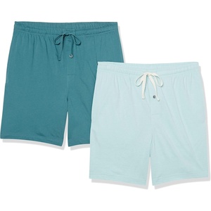 Amazon Essentials Men’s 7″ Cotton Knit Pajama Shorts, Loungewear, Pack of 2(Dark Turquoise Green/Ice Blue)