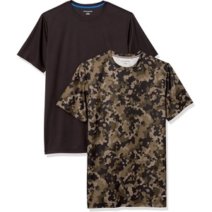 Amazon Essentials Men’s Active Performance Tech T-Shirt – Discontinued Colors, Pack of 2(Olive Geo Camo/Black)