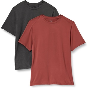 Amazon Essentials Men’s Active Quick Dry Moisture Wicking Tech Stretch Lightweight Short-Sleeve T-Shirt(Henna / Heather Graphite)